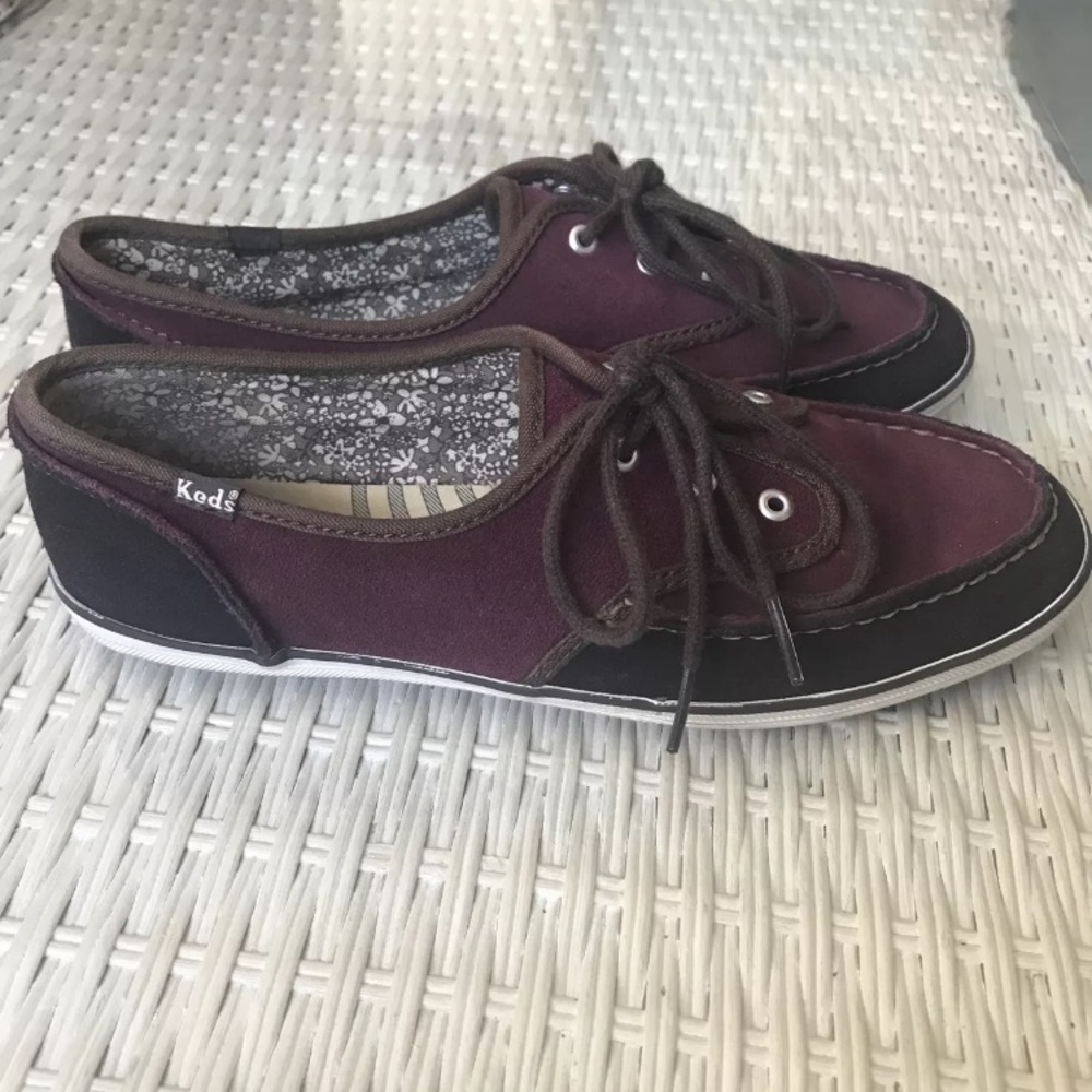 Keds leather maroon slip ons boat shoe